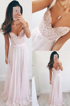 V-neck Chiffon Long Long Prom Dresses, Sleeveless Evening Dress