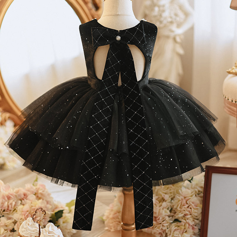 Baby Girl Dress Toddler Communion Party Dress Embroidery Birthday Black Princess Dress