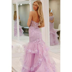 Glamorous & Dramatic Off-Shoulder Sleeveless Mermaid Applique Party Prom Dress