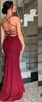 Glitter Mermaid Split Senior Prom Dress