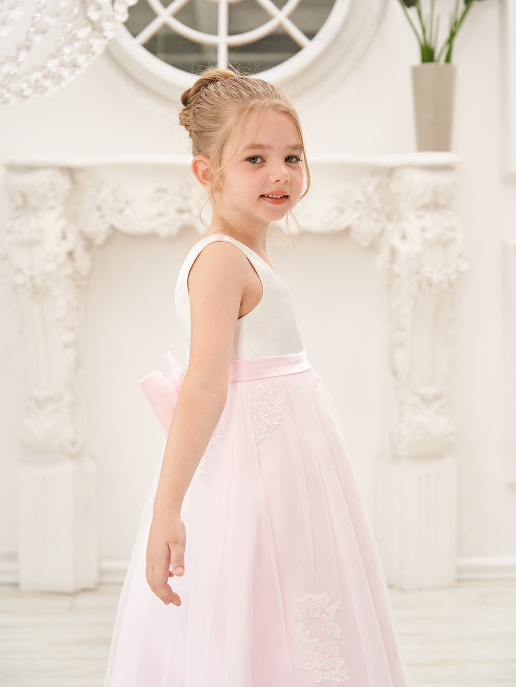 A-line Satin Tulle Ankle-length Pink Dress (2003227111)