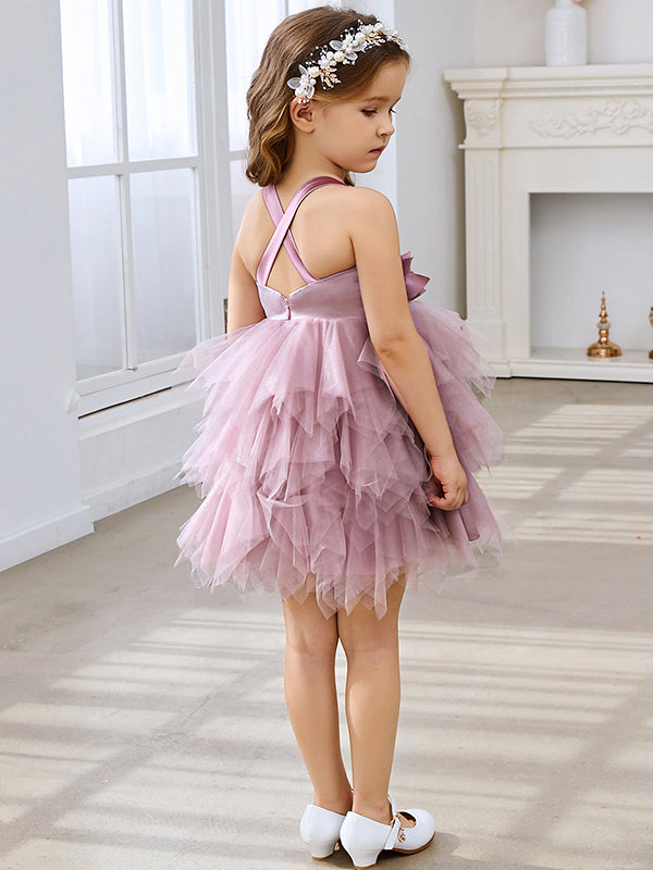Ball-Gown/Princess Tulle Knee-length Baby Girl Dress