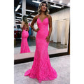 Sexy V-neck Sequins Appliques Mermaid Prom Dress Glitter