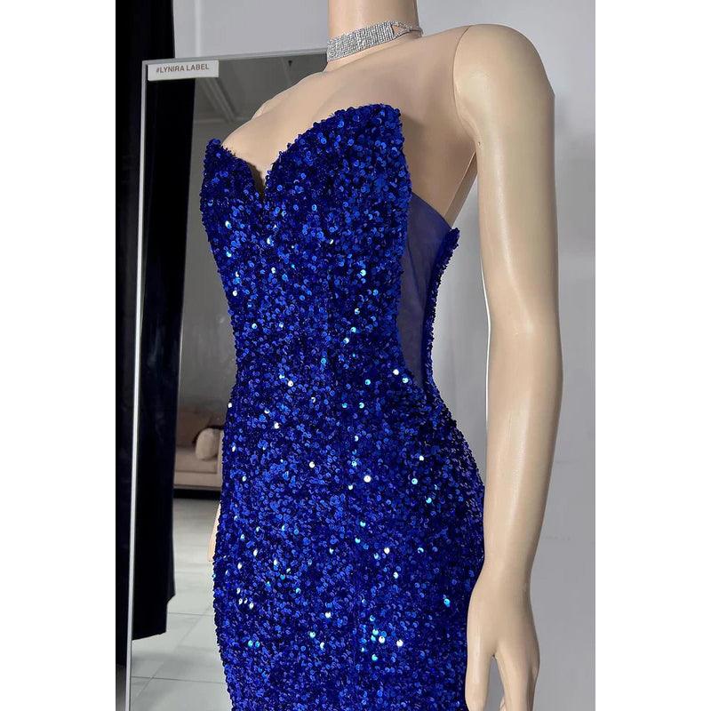 Sheath/Column Charming V-Neck Sleeveless Sequins Lace-up Evening Prom Dress