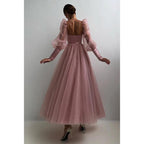 Plunging V-neck Long Sleeves Formal Party Dress Sweet