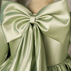 Baby Girl Dress Toddler Prom Communion Green Big Bow Princess Dress