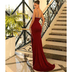 Unique One Shoulder Beads Long Prom Party Dress with Slit