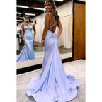 Sweetheart Sleeveless Beaded Satin Mermaid Long Prom Evening Party Dress