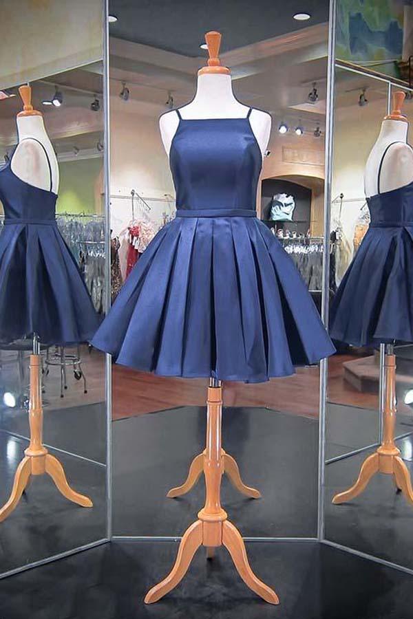 Fashion Spaghetti Straps Satin Homecoming Dresses