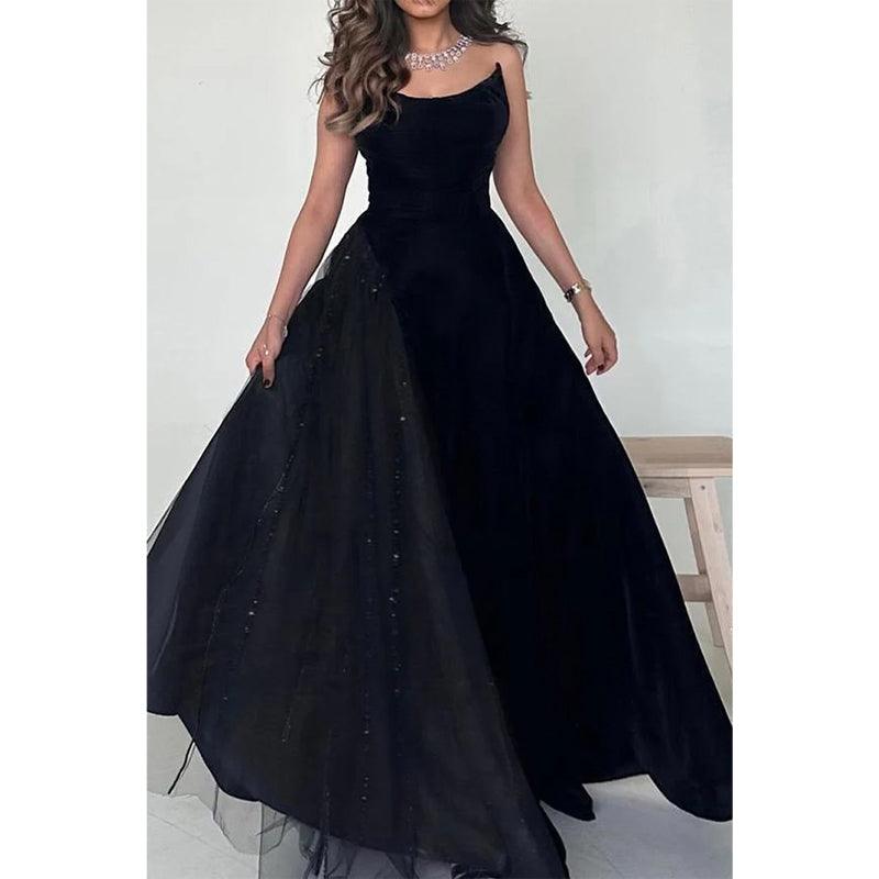 Sleeveless A-line Party Prom Evening Dress