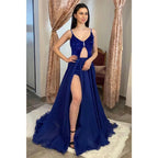Plunging V-neck Sequins Detachable Skirt Long Prom Dress