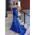 Royal Blue Sequin Lace Mermaid Prom Dress