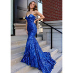 Royal Blue Sequin Lace Mermaid Prom Dress