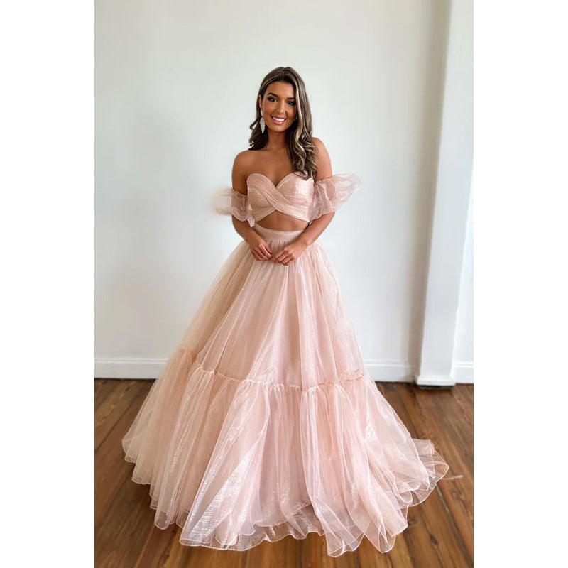 Sweetheart Strapless Ruched Tulle A-Line Long Evening Dress