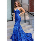 Royal Blue Sequin Lace Mermaid Prom Dress