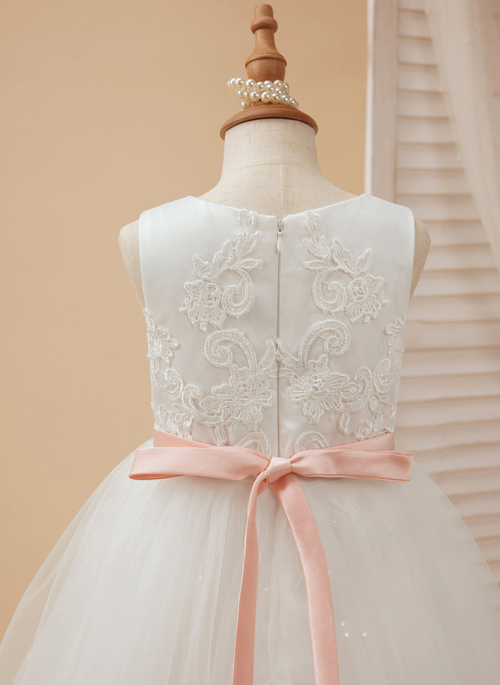 Ball-Gown/Princess Tulle Floor-length Ivory Flower Girl Dress