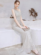 Mermaid / Trumpet Evening Gown Sparkle Dress Wedding Guest Floor Length Sleeveless One Shoulder Sequined with Beading Sequin