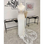 gelinlik Lace Plunging Deep V Neck Mermaid Wedding Dress for Women 2024 Boho Bridal Gown Backless Spaghetti Straps abito da spos