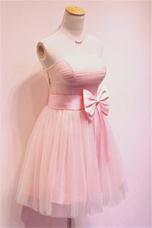 Girly Simple Short Strapless Homecoming Dresses