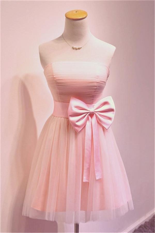 Girly Simple Short Strapless Homecoming Dresses