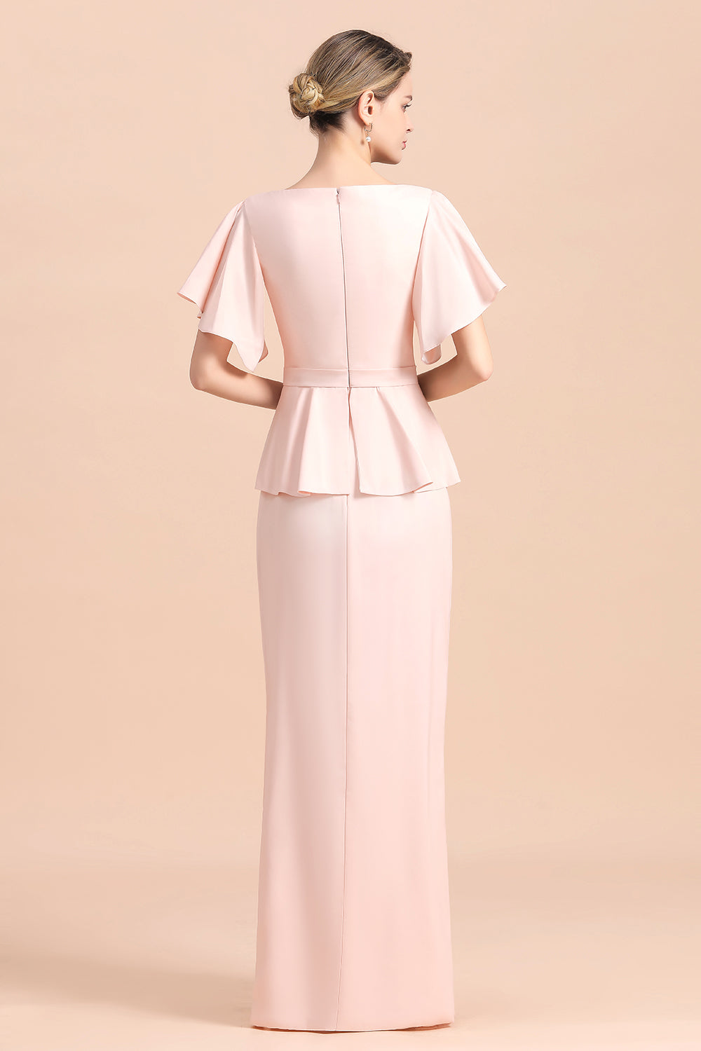 Glamorous V-Neck Front Slit Mother of Bride Dresses with Beadings Sash