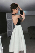 High NeckHalter Homecoming Dresses Pleated Skirt Graduation Dress