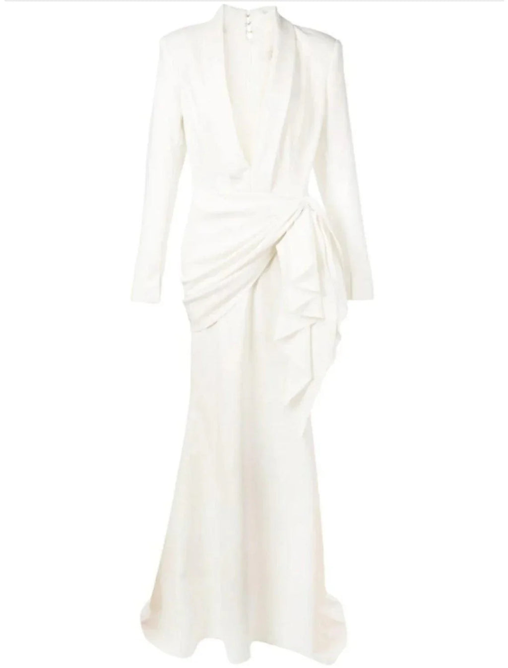 Sheath / Column Evening Gown Minimalist Dress Wedding Guest Engagement Sweep / Brush Train Long Sleeve V Neck Spandex with Pleats Draping