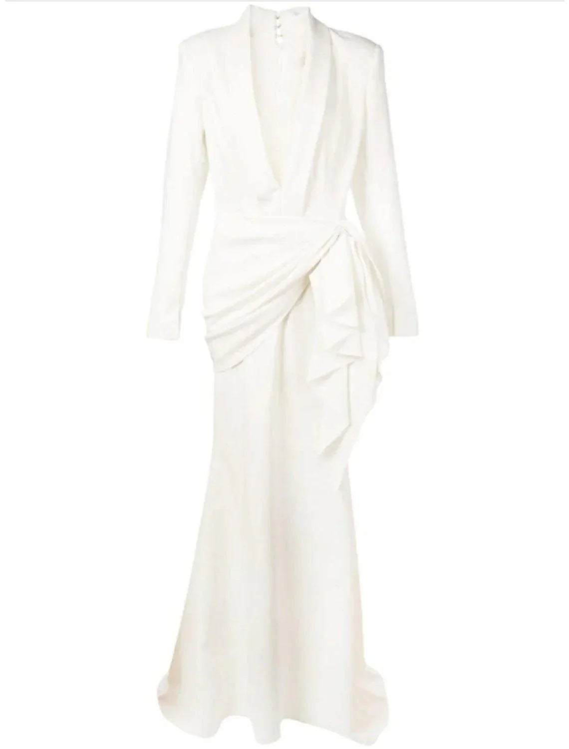 Sheath / Column Evening Gown Minimalist Dress Wedding Guest Engagement Sweep / Brush Train Long Sleeve V Neck Spandex with Pleats Draping