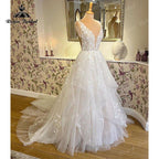 hochzeits Robe Mariee Princess A Line Wedding Dress with Deep V Neck Tank Bridal Reception Gown vestido de noiva princesa