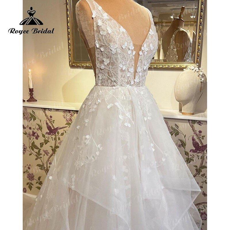 hochzeits Robe Mariee Princess A Line Wedding Dress with Deep V Neck Tank Bridal Reception Gown vestido de noiva princesa