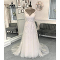 Hochzeitskleid Vinatge Beach Lace Appliques Boho Wedding Dress with V Neck Summer Bridal Gown Custom Made abito da sposa