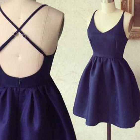 Homecoming Dress Dark Criss-Cross Straps Short Prom Dress
