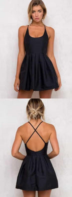 Homecoming Dress Dark Criss-Cross Straps Short Prom Dress