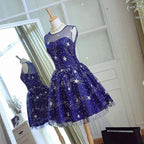Homecoming Dress Tulle Sleeveless Stars Short Prom Dress Party Dress