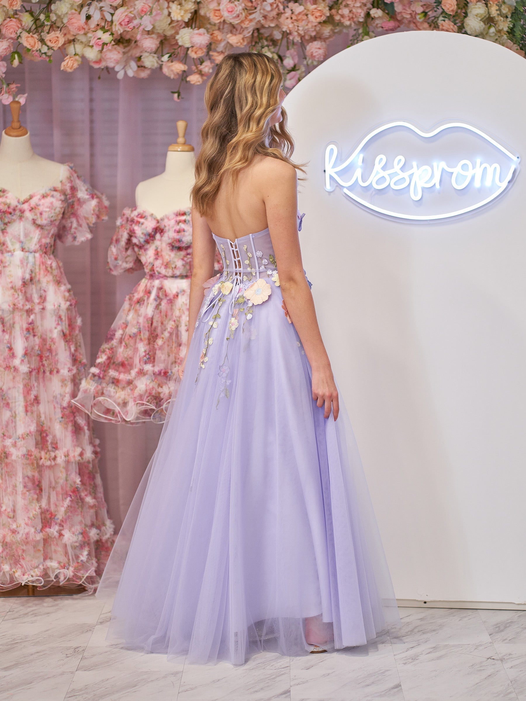 A-Line Strapless Tulle Homecoming Dress With 3D Flowers