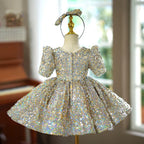 Sequins Short Sleeves Knee-length Baby Girl Dress