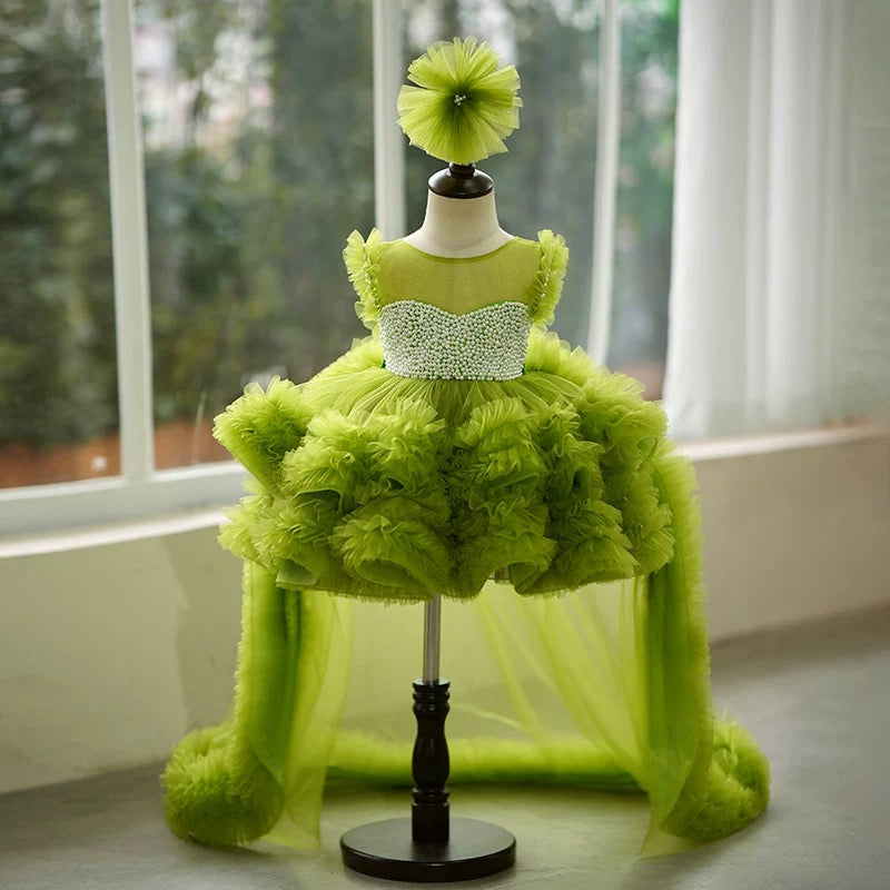 Ball-Gown/Princess Tulle Asymmetrical 1st Birthday Party Baby Girl Dress