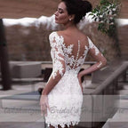 NumberSea Short Wedding Dress Vintage Lace Bridal Gown Beach Wedding Dresses