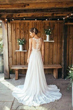Beach Wedding Dress Lace Boho Bridal Gown With Train
