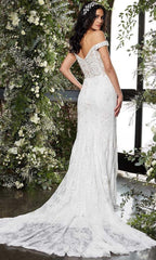Long Off Shoulder Formal Bridal Gown