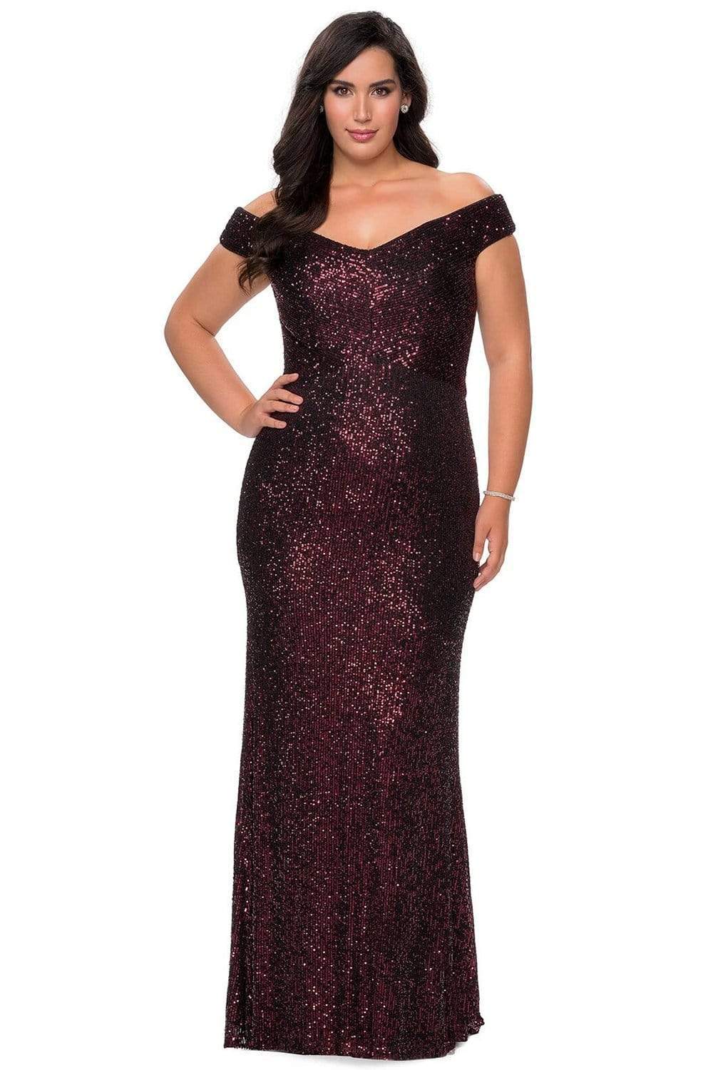 Sequined Off-Shoulder Modest Prom Sheath Dress