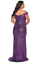 Sequined Off-Shoulder Modest Prom Sheath Dress