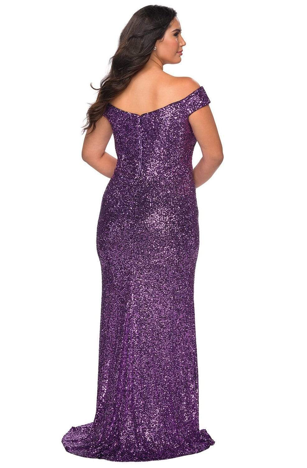 Sequined Off-Shoulder Modest Prom Sheath Dress