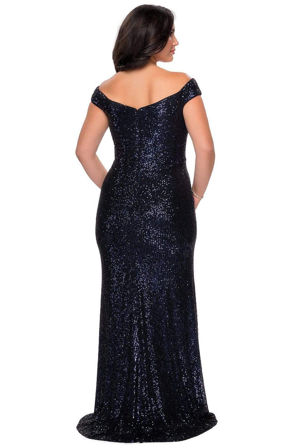 Sequined Off-Shoulder Modest Prom Sheath Dress