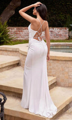 Sleeveless Cowl Neck Bridal Dress