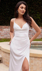Sleeveless Cowl Neck Bridal Dress