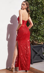 Strapless Embellished Long Prom Dress