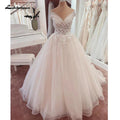 Lakshmigown V Neck Lace Beadings Bridal Off White Wedding Dress with Cap Sleeve 2025 Wedding Gown for Women Robe de mariee