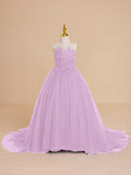 Ball-Gown/Princess Tulle Sweep Train Flower Girl Dress