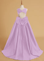 Ball-Gown/Princess Satin Sweep Train Flower Girl Dress